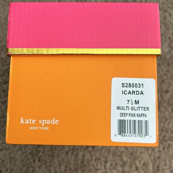 EUC Kate Spade Icarda Deep Pink Nappa Multi Color Glitter Bow Sandals. Size: 7.5 - Picture 4 of 4